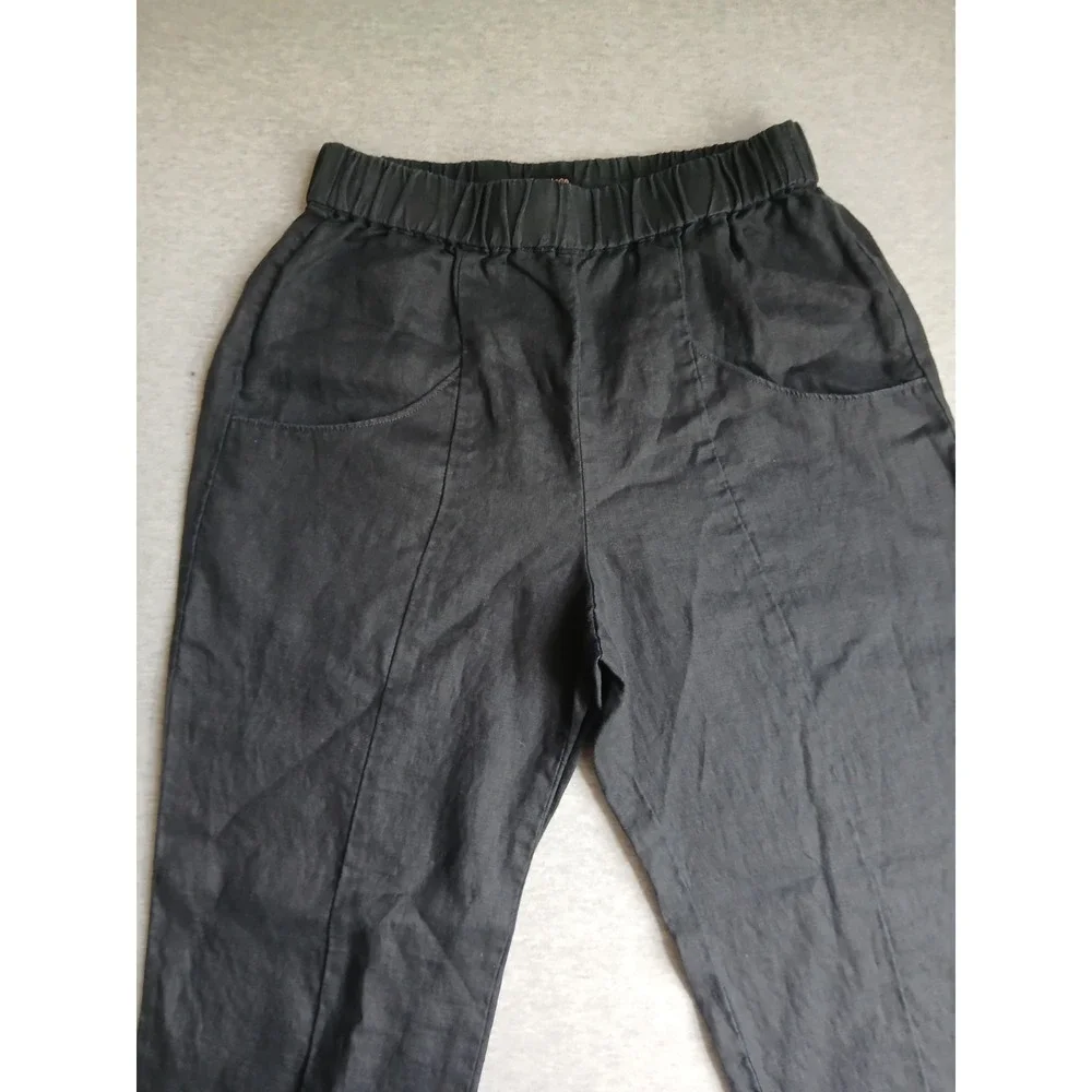 Quince Pants XS 100 Linen Crop Minimalist  Comfort Pull On Boho Stretch